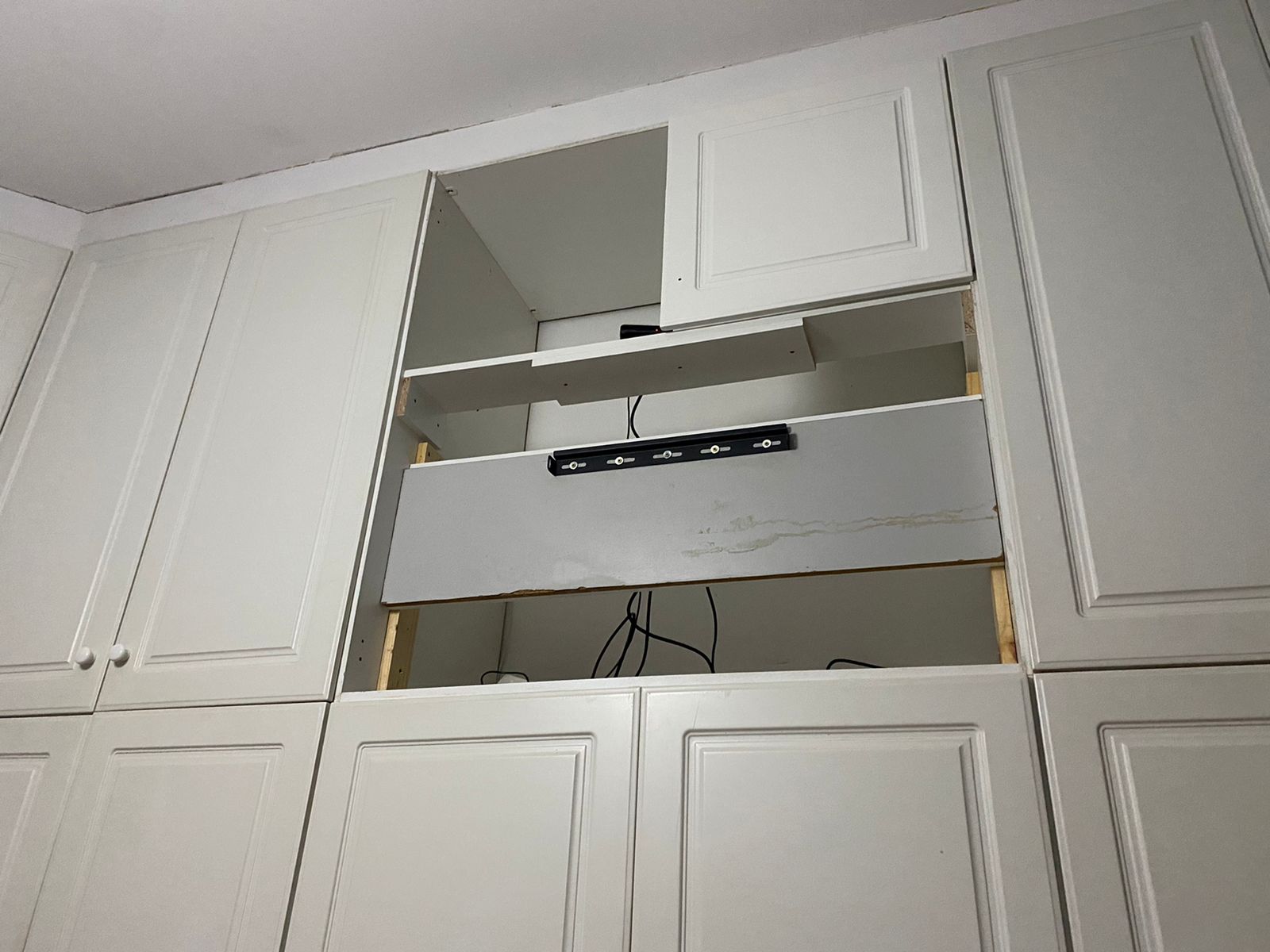 Custom TV joinery bracket solution being planned before final finishes
