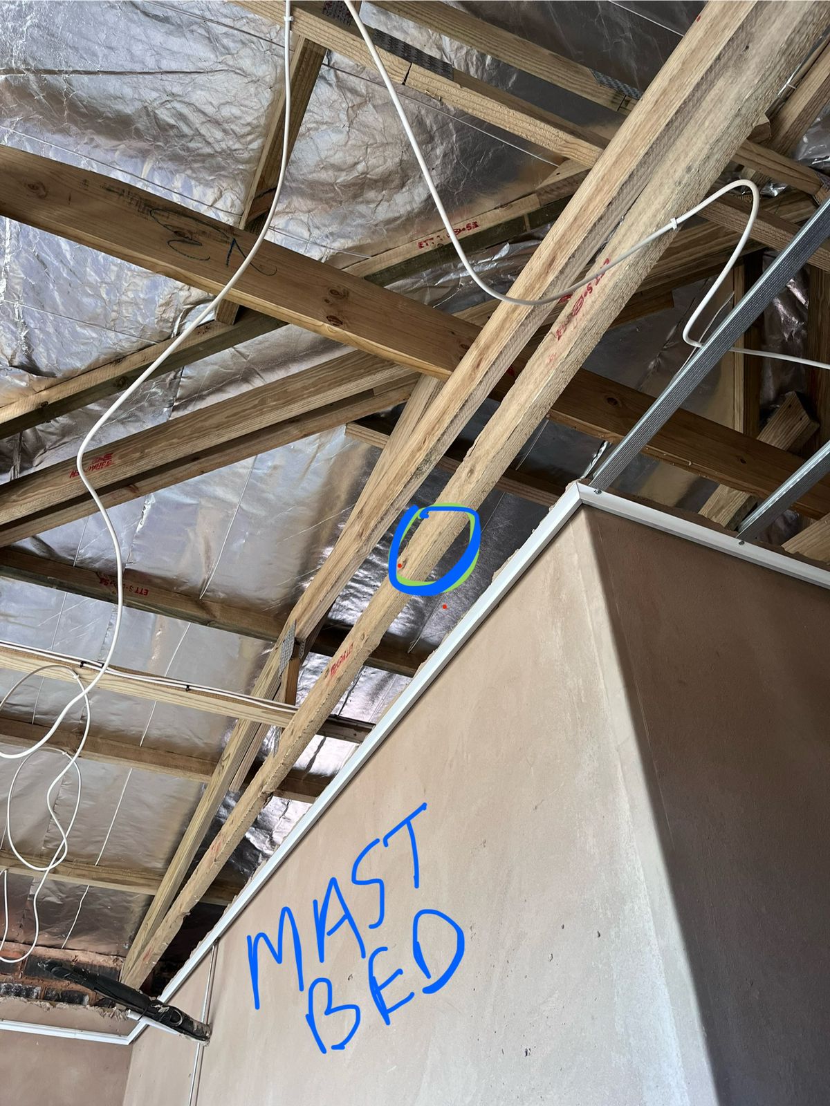 Main bedroom Wi-Fi access point position marked during construction